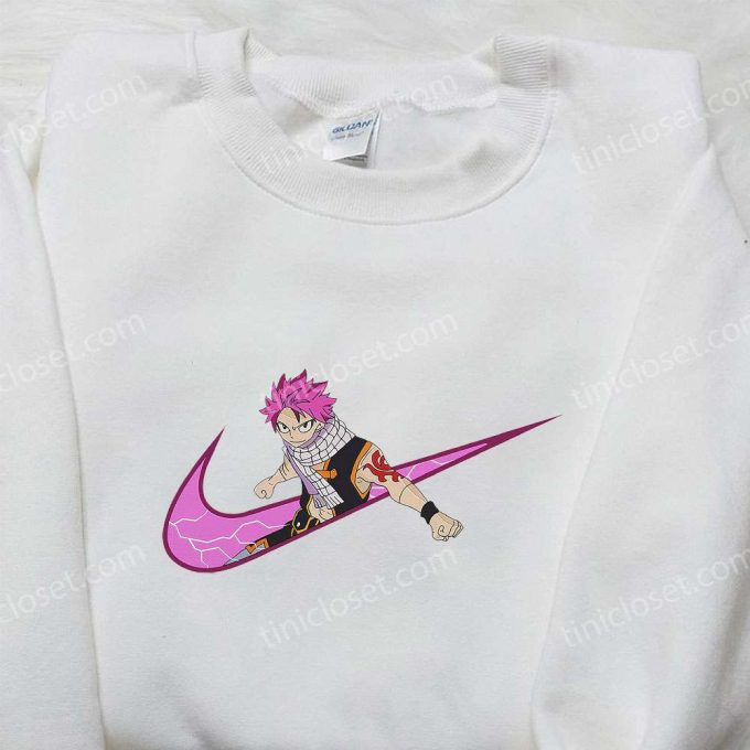 Natsu Dragneel X Nike Embroidered Hoodie &Amp; Fairy Tail Shirt Nike Inspired Apparel