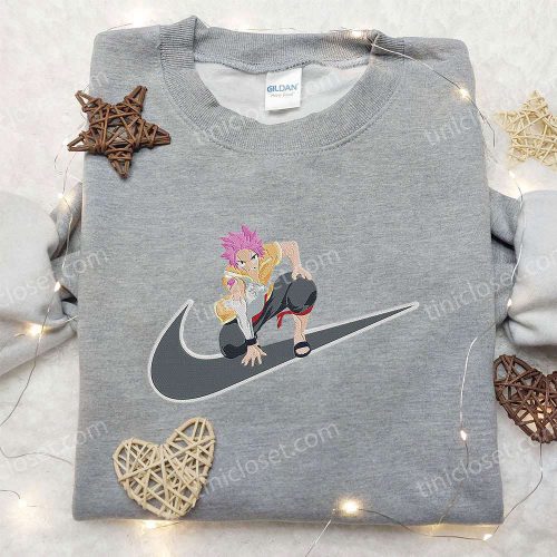 Natsu Dragneel x Nike Swoosh Anime Hoodie & Fairy Tail Embroidered Shirt: Nike Inspired Apparel