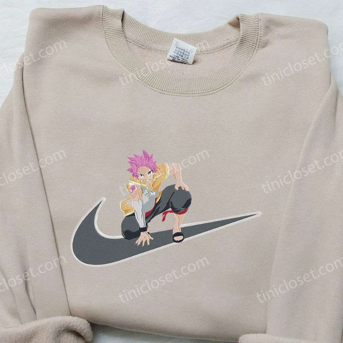 Natsu Dragneel X Nike Swoosh Anime Hoodie &Amp; Fairy Tail Embroidered Shirt: Nike Inspired Apparel