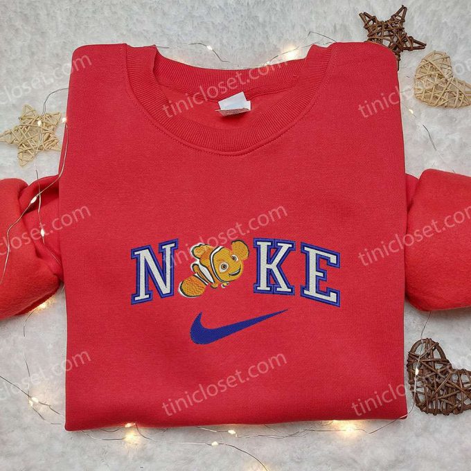 Nemo X Nike Embroidered Shirt: Disney Inspired High-Quality Nike Shirt With Finding Nemo Embroidery