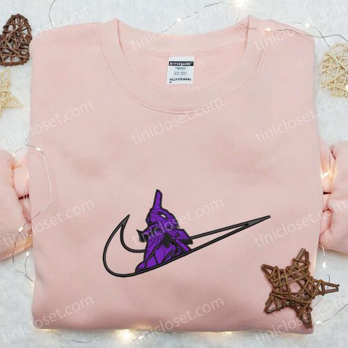 Neon Gen Gift for Men Women Evangelion x Swoosh Embroidered Shirt: Nike Inspired B Gift for Men Women Gift for Family