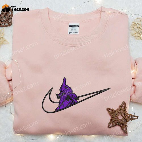 Neon Gen Gift For Men Women Evangelion X Swoosh Embroidered Shirt: Nike-Inspired B Gift For Men Women Gift For Family