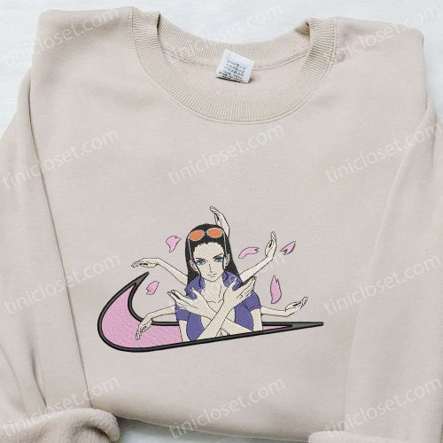 Nico Robin x Swoosh Anime Embroidered Shirt: One Piece B Gift for Men Women Gift for Family