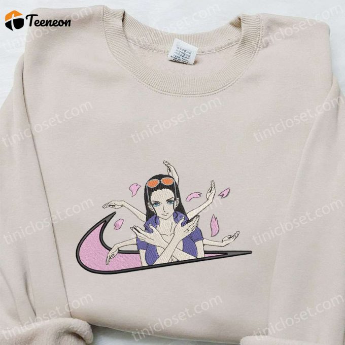 Nico Robin X Swoosh Anime Embroidered Shirt: B Gift For Men Women One Piece Gift For Family