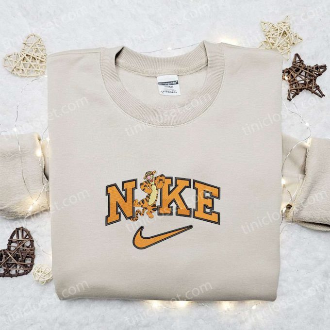 Nike Cartoon X Tigger Embroidered Sweatshirt: Disney Characters Shirt Perfect Family Gift