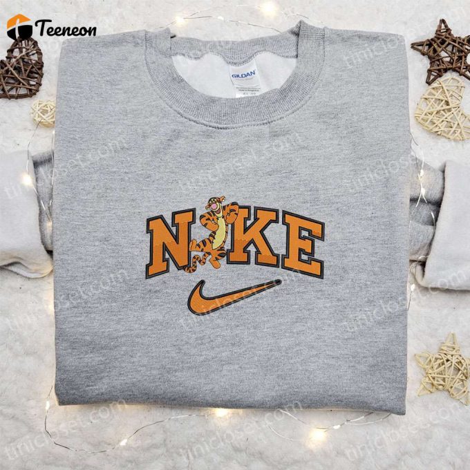 Nike Cartoon X Tigger Embroidered Sweatshirt: Disney Characters Shirt Perfect Family Gift