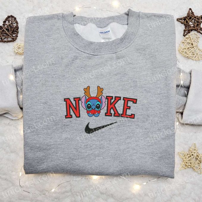 Nike Christmas Baby Stitch Reindeer Sweatshirt: F Gift For Men Women Movie Embroidered Shirt Perfect Gift Ideas