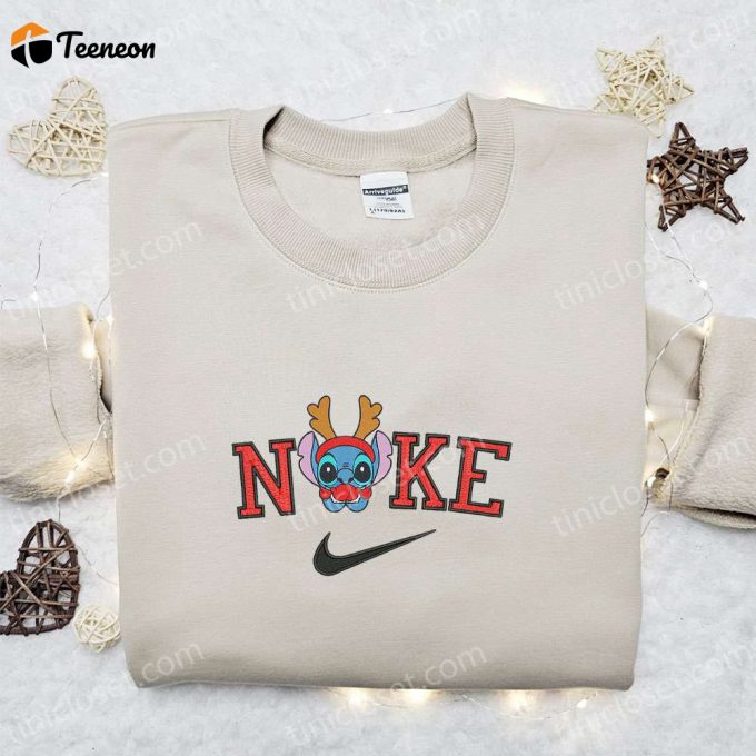 Nike Christmas Baby Stitch Reindeer Sweatshirt: F Gift For Men Women Movie Embroidered Shirt Perfect Gift Ideas