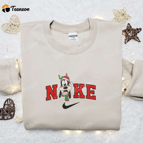 Nike Disney x Goofy Reindeer Xmas Cartoon Sweatshirt: F Gift for Men Women Embroidered Shirt B Gift for Men Women Christmas Gift Ideas