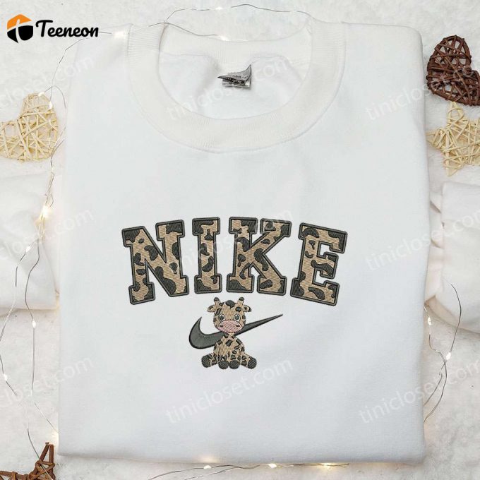 Nike Giraffe Embroidered Shirt: Unique Animal-Inspired D Gift For Men Women For Stylish Comfort