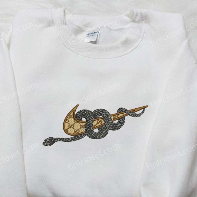 Stylish Nike Snake X Gucci Embroidered Shirt – Inspired Animal Motif