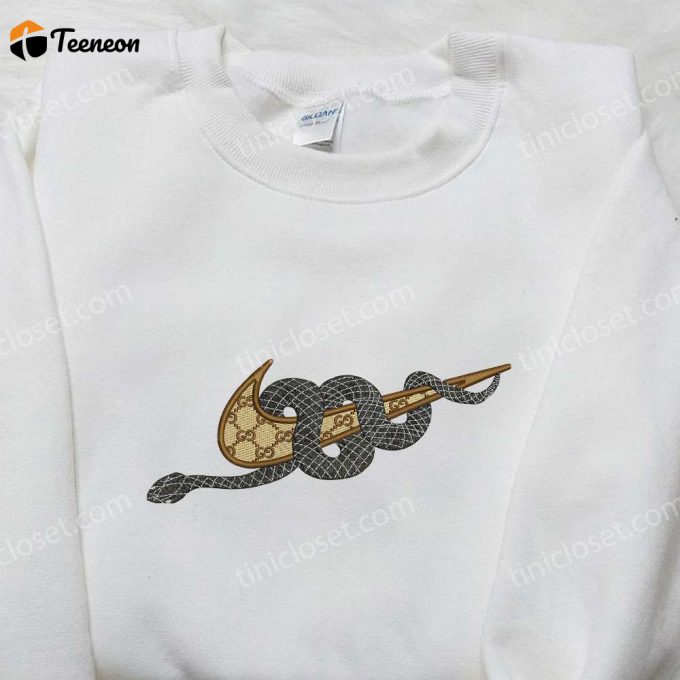 Stylish Nike Snake X Gucci Embroidered Shirt – Inspired Animal Motif