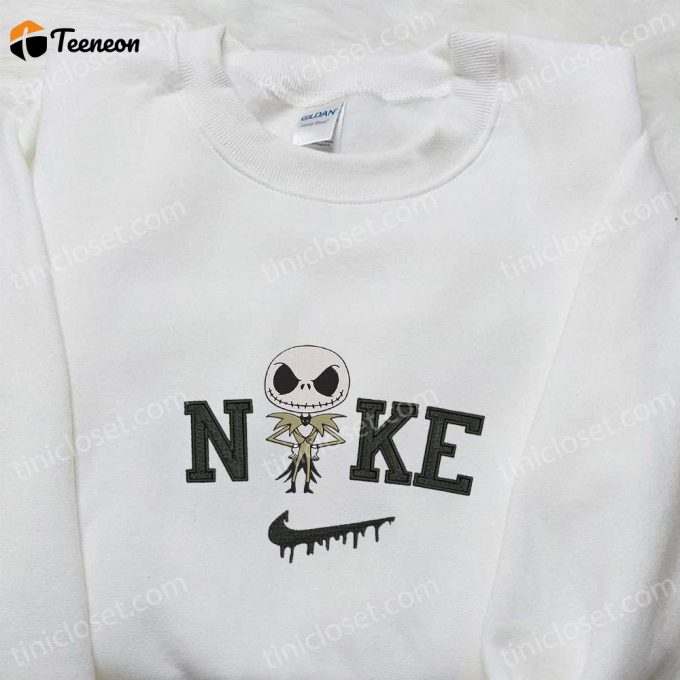 Nike X Baby Jack Skellington Embroidered Hoodie Nightmare Before Christmas T-Shirt &Amp;Amp; Sweatshirt: Unique Nike Inspired Embroidered Collection