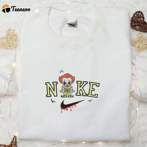 Nike Baby Pennywise Embroidered Hoodie: Horror Movie Characters Sweatshirt & Nike Inspired T-shirt