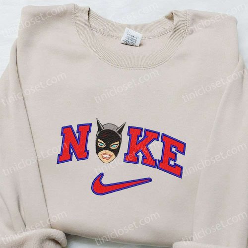 Nike x Batman Cat Embroidered Sweatshirt & Marvel Cinematic Universe Embroidered Shirt: B Gift for Men Women Family Gift Ideas