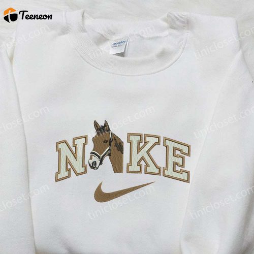 Stylish Nike x Brown Horse Embroidered Shirt – Custom Animal D Gift for Men Women