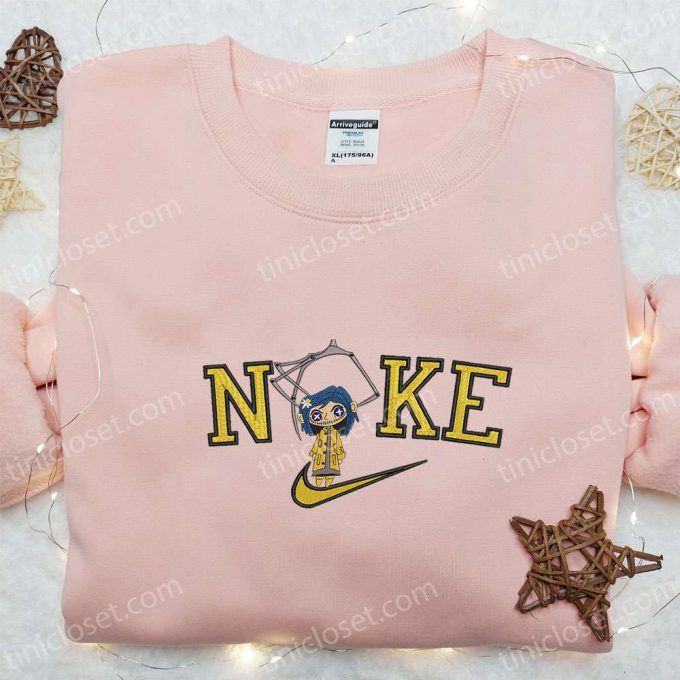 Nike X Button Eyes Witch Girl Coraline Embroidered Shirt: B Gift For Men Women Nike Inspired Gift For Family