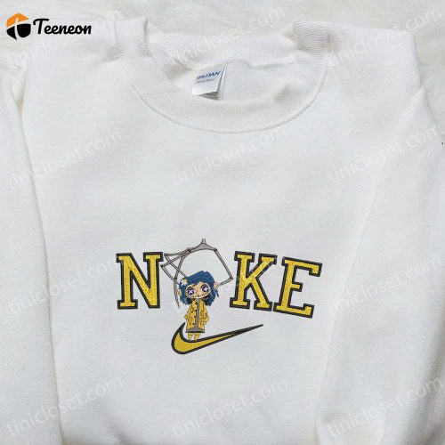 Nike x Button Eyes Witch Girl Coraline Embroidered Shirt: B Gift for Men Women Nike Inspired Gift for Family