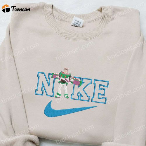 Nike x Buzz Lightyear Cartoon Sweatshirt: Disney Characters Embroidered Shirt B Gift for Men Women Family Gift Idea