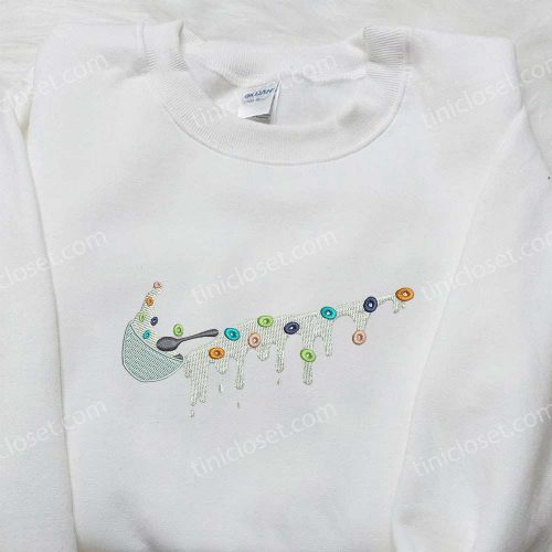 Custom Nike Embroidered Sweatshirt: Cereal Bowl & Favorite Foods Shirt