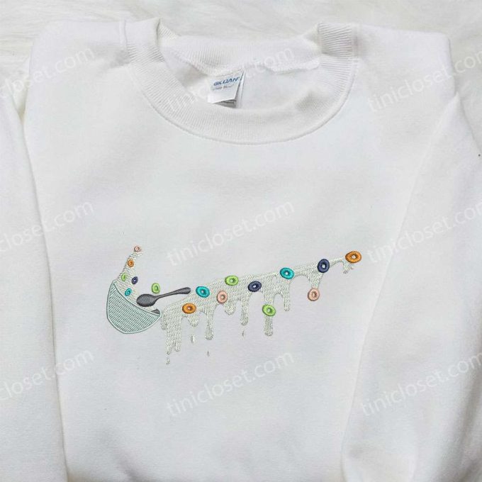 Custom Nike Embroidered Sweatshirt: Cereal Bowl &Amp; Favorite Foods Shirt