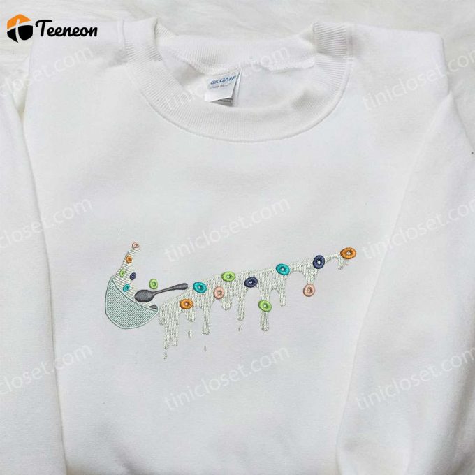 Custom Nike Embroidered Sweatshirt: Cereal Bowl &Amp;Amp; Favorite Foods Shirt