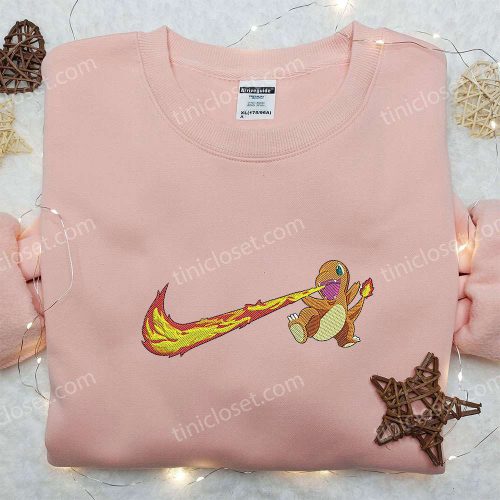 Stylish Nike x Charmander Embroidered Shirt: Pokemon & Custom D Gift for Men Women Options