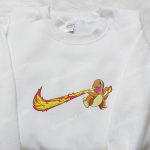 Stylish Nike x Charmander Embroidered Shirt: Pokemon & Custom D Gift for Men Women Options