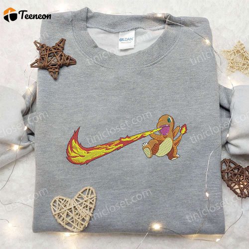 Stylish Nike x Charmander Embroidered Shirt: Pokemon & Custom D Gift for Men Women Options