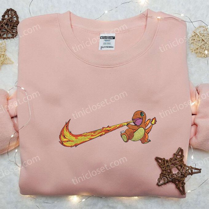 Custom Nike X Charmander Swoosh Embroidered Shirt – Pokémon D Gift For Men Women For Stylish Fans