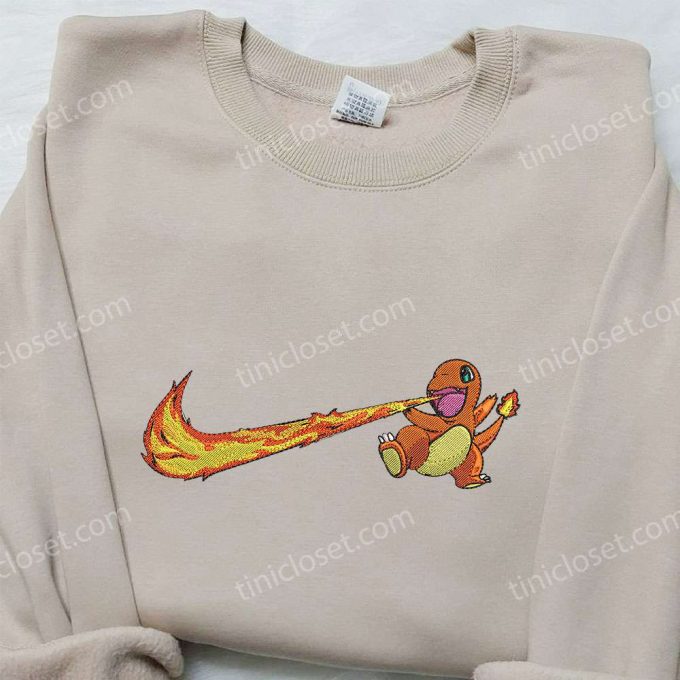 Custom Nike X Charmander Swoosh Embroidered Shirt – Pokémon D Gift For Men Women For Stylish Fans