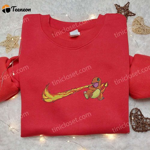 Custom Nike x Charmander Swoosh Embroidered Shirt – Pokémon D Gift for Men Women for Stylish Fans