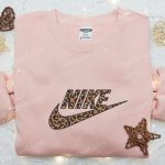 Nike x Cheetah Pattern Embroidered Sweatshirt: B Gift for Men Women Nike Inspired Gift for Family