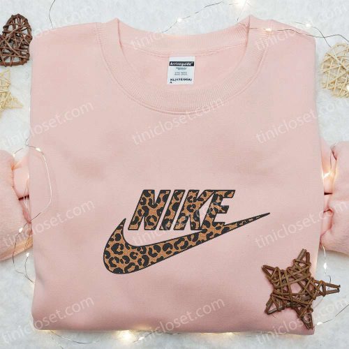 Nike x Cheetah Pattern Embroidered Sweatshirt: B Gift for Men Women Nike Inspired Gift for Family