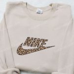 Nike x Cheetah Pattern Embroidered Sweatshirt: B Gift for Men Women Nike Inspired Shirt for Family – Perfect Gift Idea!