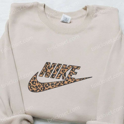 Nike x Cheetah Pattern Embroidered Sweatshirt: B Gift for Men Women Nike Inspired Shirt for Family – Perfect Gift Idea!