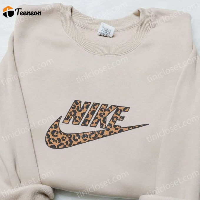 Nike X Cheetah Pattern Embroidered Sweatshirt: B Gift For Men Women Nike Inspired Gift For Family