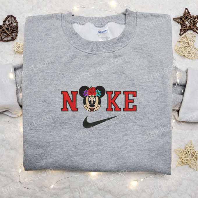 Nike X Christmas Minnie Rose Sweatshirt: Disney Characters Movie Embroidered Shirt B Gift For Men Women Christmas Gift Ideas