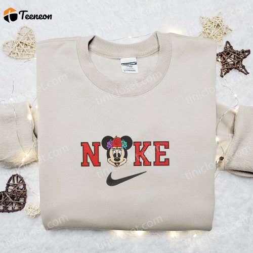 Nike x Christmas Minnie Rose Sweatshirt: Disney Characters Movie Embroidered Shirt B Gift for Men Women Christmas Gift Ideas