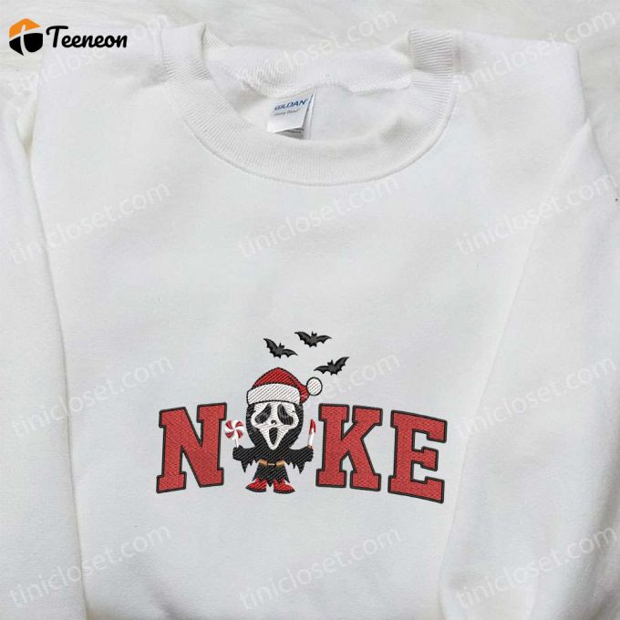 Nike X Christmas Scream Ghost Face Embroidered Shirt: B Gift For Men Women Family Gift Nike Inspired F Gift For Men Women &Amp;Amp; Trendy