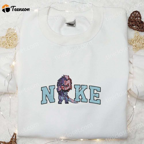 Nike x Chucky Embroidered Shirt: Custom Horror Movie Killer D Gift for Men Women