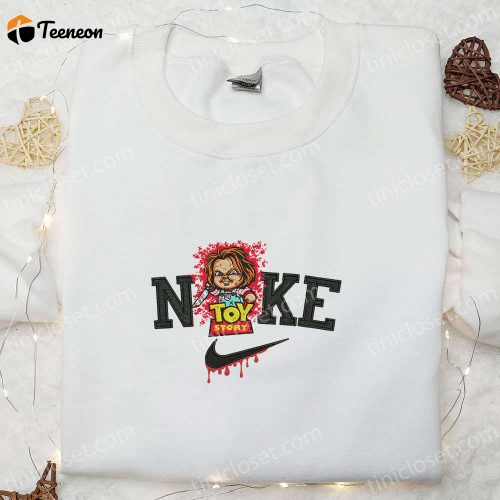 Nike x Chucky Toy Story Buddy Embroidered Shirt: Horror Movie Characters Sweatshirt & Nike Inspired Hoodie