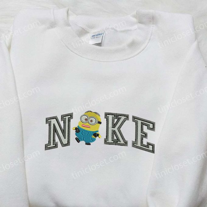 Nike X Dave Minion Embroidered T-Shirt Sweatshirt &Amp; Hoodie: Fun Cartoon Apparel With Unique Embroidery