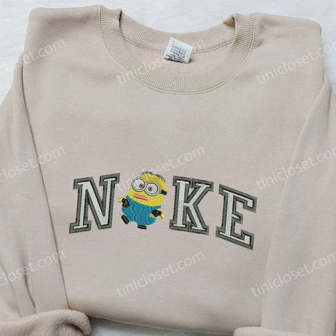 Nike X Dave Minion Embroidered T-Shirt Sweatshirt &Amp; Hoodie: Fun Cartoon Apparel With Unique Embroidery