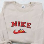 Nike x Elmo Cartoon Embroidered Sweatshirt: B Gift for Men Women Nike Inspired Gift for Family