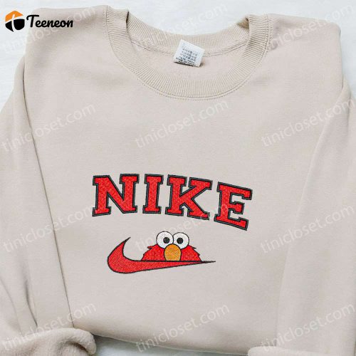 Nike x Elmo Cartoon Embroidered Sweatshirt: B Gift for Men Women Nike Inspired Gift for Family