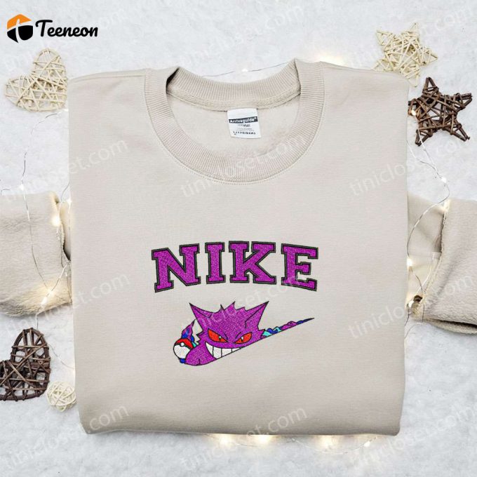 Nike X Gengar Anime Embroidered Sweatshirt &Amp;Amp; Pokemon Shirt: B Gift For Men Women Family Gift Ideas