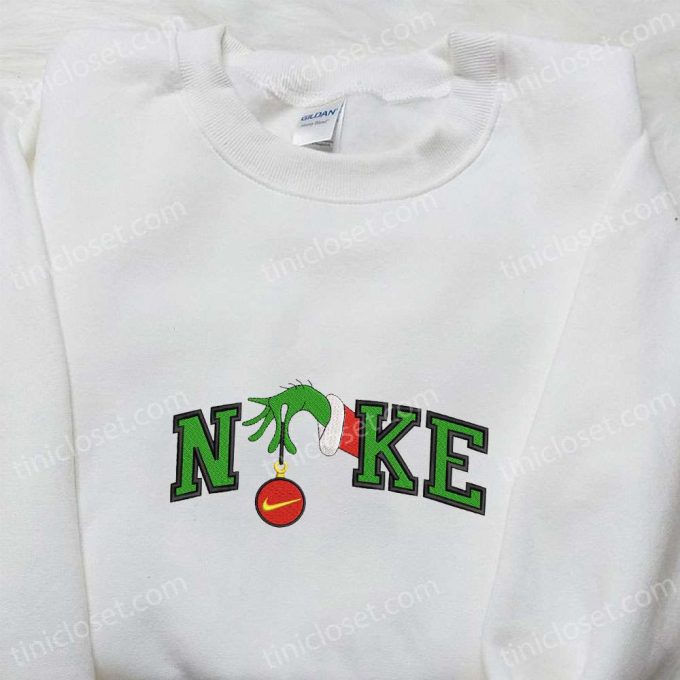 Nike X Grinch Hand Embroidered Sweatshirt Walt Disney Shirt Nike Inspired T-Shirt