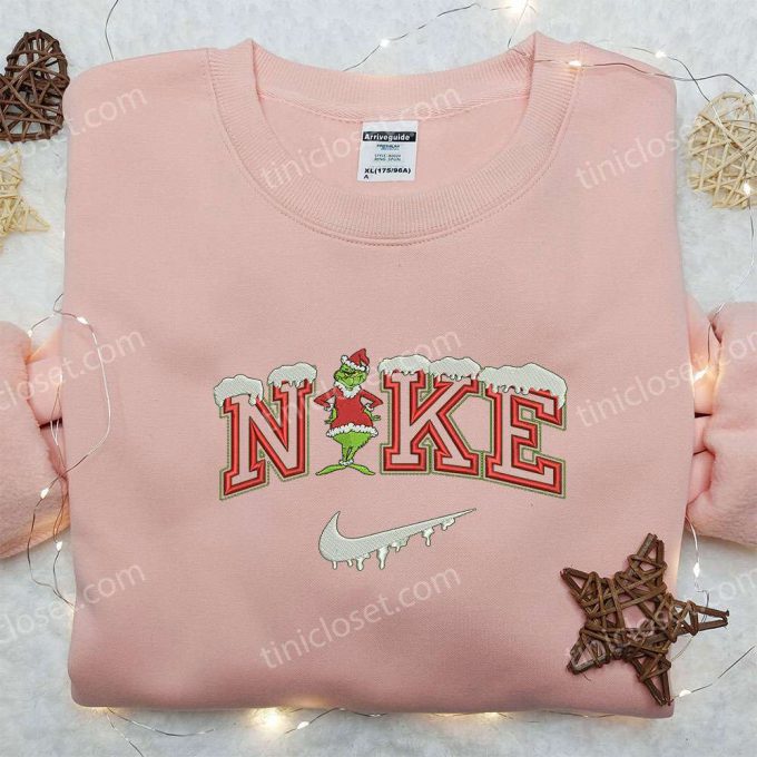 Nike X Grinch Xmas Embroidered Sweatshirt: B Gift For Men Women Gift Idea For Christmas