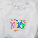 Nike x Heart Colorful Embroidered Sweatshirt – Custom Shirt Perfect Valentine s Day Gift Idea